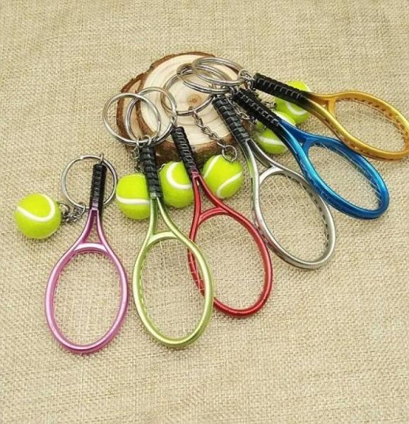 Llavero colorido de mini pelota de tenis y raqueta, llaveros de aleación de Zinc, estilo deportivo, regalos promocionales novedosos de alta calidad 6016942