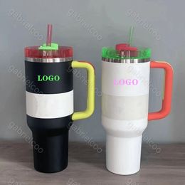 Tasse à eau mélangée colorée 40 oz de grande capacité tasse isolée concepteur lettre classique imprimer voiture à crème glacée montée à crème glacée