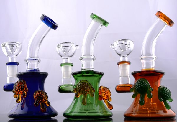 juego de cachimba Bongs de vidrio con pieza de boca colorida con tuberías de agua conjuntas de 14 mm