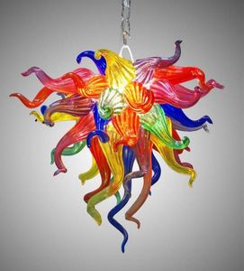 Kleurrijke Murano Glas Kroonluchter LED Handgemaakte Glazen Kunst Kroonluchter Lamp Mini Leuke Groothandel Hanglamp voor Hal Woonkamer Slaapkamer