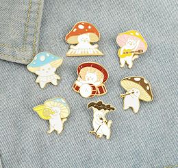 Instruments de musique aux champignons colorés Pins Alloy Shiitake Modeling Collar Brooches Cartoon Children Festival Music Festival Gift Vêtements 6243819