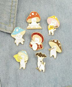 Champignon coloré instruments de musique broches alliage Shiitake modélisation collier broches dessin animé enfants musique Festival cadeau vêtements 2999864