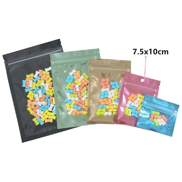 Coloré Mylar feuille en plastique transparent fermeture éclair sac auto-scellant plat fermeture éclair refermable déchirure encoche nourriture café pochettes de stockage