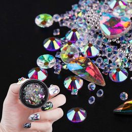 Coloré Nail Art Décoration Charme Gem Perles Strass Creux Shell Flake Flatback Rivet Mixte Brillant Glitter 3D DIY Accessoires