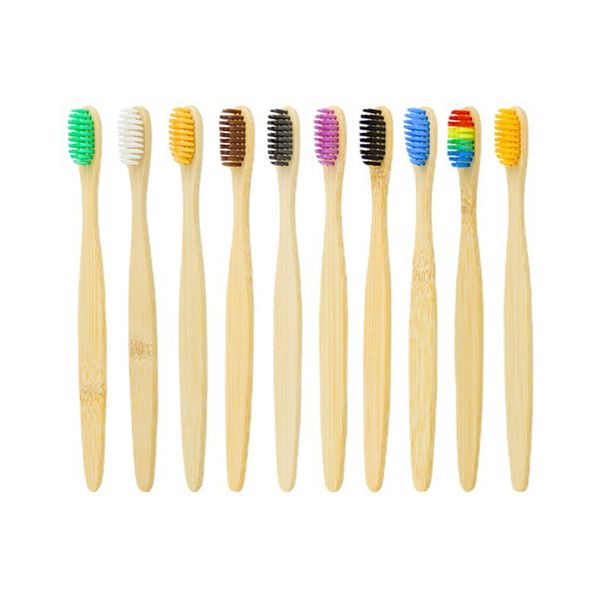 Brosse à dents en bambou naturel coloré Voyage à poils doux Portable Eco Friendly Wooden Brosse de dents dentaire Blandre des dents de soins oraux JY1220