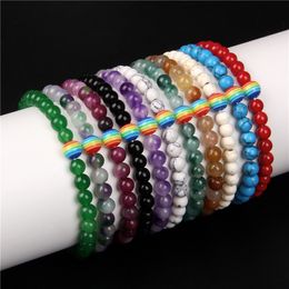 Kleurrijke natuursteenarmband regenboog kralen unisex kristallen armband voor vrouwen mannen koppels vrienden sieraden