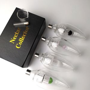 Kits NC colorés Mini narguilés Conseils Pipe en verre d'eau Fumer Delux Kits avec conteneur de cire à ongles Quarzt Collecteur de nector de silicium Pipes à main en paille Dab Bird NC23