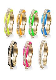 Kleurrijke neon emailbanden gouden kleur helder cz koffie kralen verloving eeuwigheid band stack dames vinger ring3143839