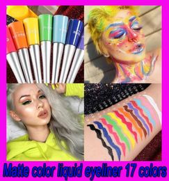 Kleurrijke neon groen witte matte vloeibare eyeliner potlood waterdichte make -up vloeibare oog voering blauw groen gele ogen cosmetica pen 17 9571997