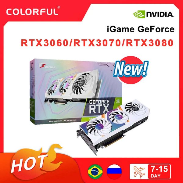 Nueva tarjeta gráfica colorida GDDR6X rtx 3060 rtx 3070ti rtx 3080 8GB 12GB, tarjetas de vídeo GPU para juegos, placa de vídeo de 256 bits LHR