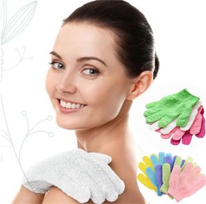 Brosses de bain de mode Gants de bain de nettoyage de corps en nylon coloré gants de bains exfoliants gants de bains à cinq doigts produits ménagers T2I5059