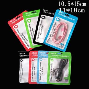 Kleurrijke OPP Plastic zakken Zip Lock Hang Gat Poly Pakketten Pouch voor Mobiele Mobiele Telefoon Oortelefoon USB Cable Charger Accessoires Retail Packing