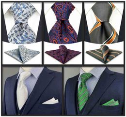Rayures Paisley colorées 160Cm 63 quotCravates de taille extra longue Cravates pour hommes et ensembles de carrés de poche Cadeaux en soie Accessoires de mariage J22081256441