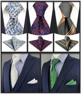 Rayures Paisley colorées 160Cm 63 quotCravates de taille extra longue Cravates pour hommes et ensembles de carrés de poche Cadeaux en soie Accessoires de mariage J22083016353