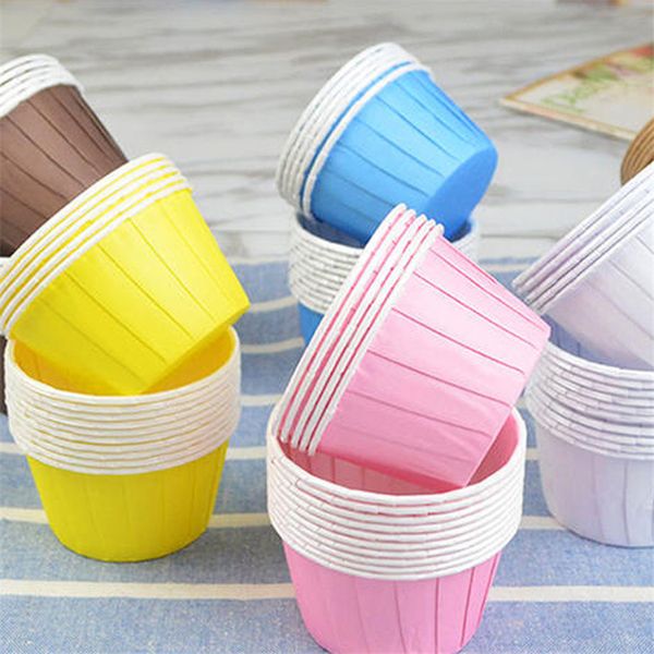 Tazas de papel coloridas para magdalenas, revestimientos desechables para magdalenas, soportes para moldes para hornear pasteles para fiestas de bodas, fiestas, PHJK2203