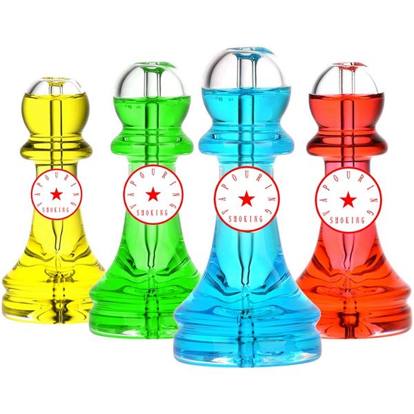 Coloré Pion Pièce D'échecs Style Pyrex Verre Épais Pipes À Main Congelable Liquide Remplissage Portable Filtre Herbe Tabac Cuillère Bol Fumer Bong Support Tube DHL