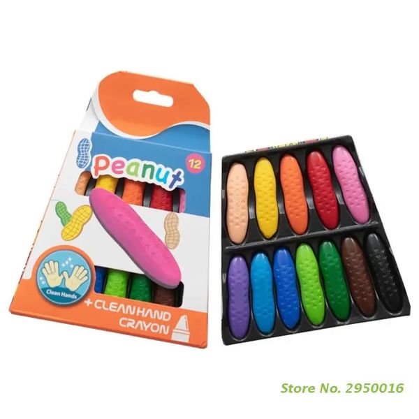 Crayons de cacahuètes colorés ensemble de dessin lavable enfants crayons de cire pastels à l'huile pinceau pour enfants boîte-cadeau Graffiti Doodle jouets 240227