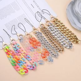 Cadena de teléfono colorido Lanyard Correa de llavero móvil Cordete de cable acrílico hecho a mano para mujeres Accesorios de joyería