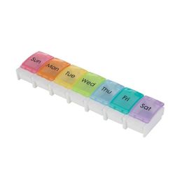 Caja de pastillas colorida Organizador de medicinas 7 días Pastillas semanales Caja Soporte para tableta Estuche de almacenamiento Contenedor Pastillero para viajar SN5183