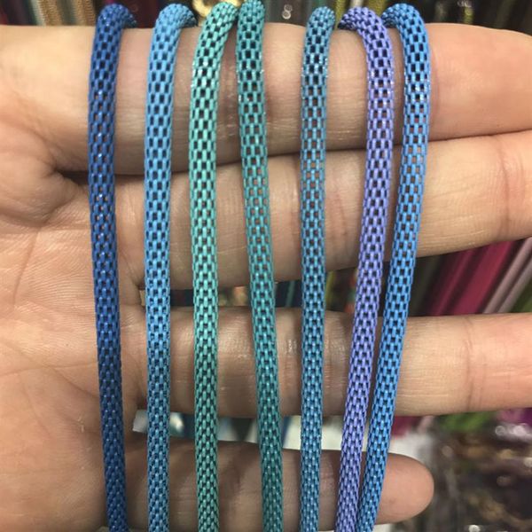 Collier à chaîne unie colorée, longue chaîne en filet, Bracelet arrondi plaqué coloré, chaîne creuse classique Simple, bijoux 232r