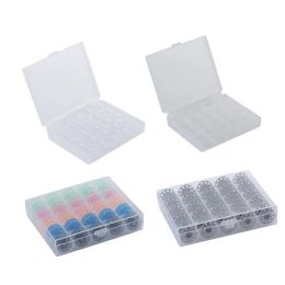Caja de caja de almacenamiento transparente de plástico de plástico 25 con 25 piezas de 25 piezas de coloridas bobinas coloridas para máquina de coser