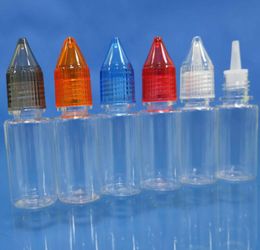 Flacons compte-gouttes en plastique colorés avec couvercle en cristal Bouteille d'aiguille en plastique PET de 10 ml pour liquide de jus E