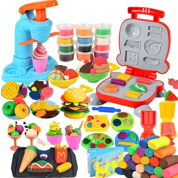 Pâte à modeler colorée faisant des jouets créatifs bricolage outil de moule à la main Machine à nouilles de crème glacée enfants jouer maison argile colorée cadeau 240113