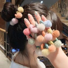 Colorato Peluche Palla Cravatta per capelli Corda Elastica Elastici Pompon peloso Palla per capelli Scrunchie Fascia per capelli Porta coda di cavallo Accessorio per capelli