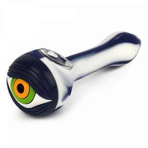 Coloré Portable Amovible Silicone Pipes EYE Style Verre Nineholes Singlehole Filtre Bol Sèche Herbe Tabac Porte-Cigarette Narguilé Pipe À Eau Bong Fumer