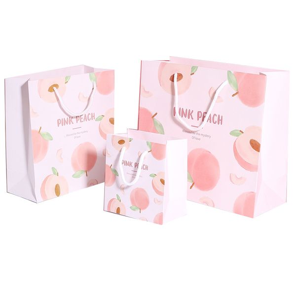 Paquete de regalo de graduado impreso colorido Bolsas de papel Lindo rosa Regalos de San Valentín Bolsa de compras con asa Fiesta de graduación Dulces de chocolate
