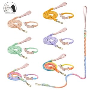 Colliers de chien en cuir PU coloré Pet Dog Leash Lead pour petits chiens de taille moyenne Pitbull Bulldog Pugs Beagle Corde de marche en plein air 211022