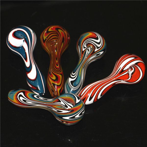 Colorido Pyrex Glass Oil Burning Hand Pipe Fumar Tubo de agua hecho a mano Tabaco Hierba seca Herramienta