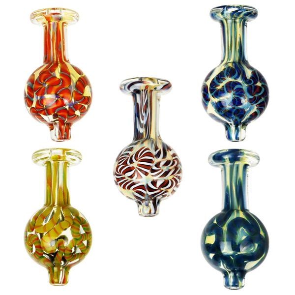 Coloré Pyrex Verre Épais À La Main Matrice Espace-Temps Boule De Trou De Ver Travaillé Bulle Carb Cap Chapeau Ongles Dabber Bongs Plates-formes Pétrolières Outil De Fumer DHL