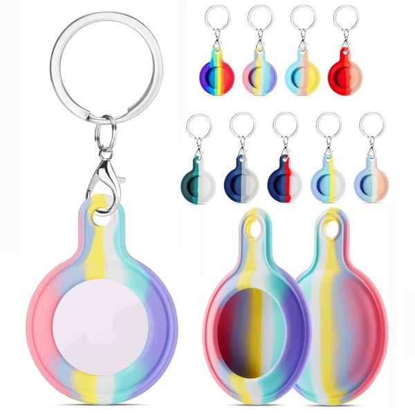 Étui arc-en-ciel coloré pour AirTag porte-clés en Silicone souple coloré porte-clés Anti perte porte-couvercle de l'appareil