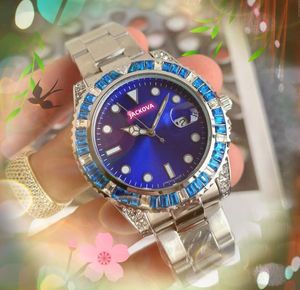 カラフルなレインボーダイヤモンドリング自動日付メンズ腕時計高級ファッションフルファインステンレススチールバンドクォーツムーブメント時計ローズゴールドシルバーレジャー腕時計