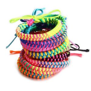 Kleurrijke regenboogtouw armband handgemaakte geweven gevlochten vriendschap armbanden bangle strand bohemian voor vrouwen paar sieraden gift