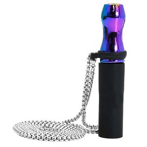 Coloré Arc-En-Ciel En Verre Épais Narguilé Shisha Fumer Pipe À Eau Bubbler Pipes Filtre Silicone Tuyau Tube Portable En Acier Collier Porte-Cigarette Poignée Pendentif Conseils