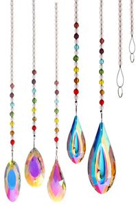 Kleurrijke regenboog water drop shell vorm ornament hanger huizen decor cadeau raam muur hangende kristallen chakra tuin decoratie9551137