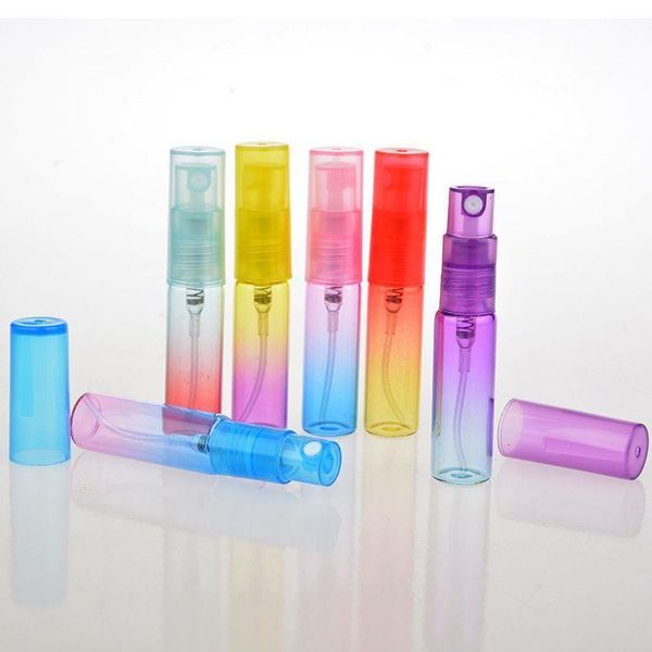Bouteilles de pulvérisation rechargeables colorées 4ML 8ML Mini bouteille de parfum de parfum en verre portable dégradé portable contenants cosmétiques vides pour Mjxd