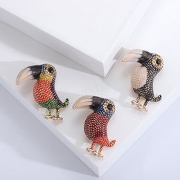 Broche oiseau strass coloré pour femmes mignon dessin animé petit Animal broches broches mode vêtements accessoires enfants cadeaux