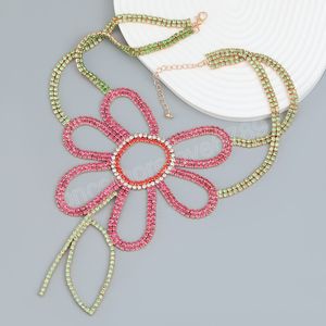 Kleurrijke strass Flower hanger ketting choker voor vrouwen statement feest sieraden cadeau