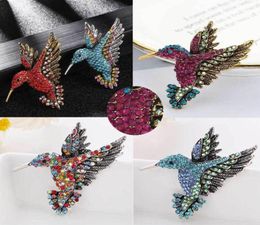Broche de colibrí con diamantes de imitación coloridos, broches de animales para mujer, accesorios de moda de Corea, 5 colores Pins6870342