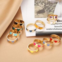 Kleurrijke Ring voor Vrouwen Sieraden Nieuwe Glanzende Druipende Liefde Hart Ringen Perzik Hart Ring Prachtige Wild Trend Sieraden