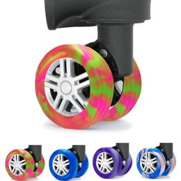 Rouleau à roulettes coloré roues à bagages à manches protectrices Suise de voyage en silicone réduisez les kits de couverture de bruit de bruit 240429