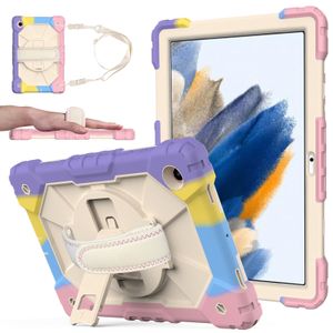 Coques colorées pour tablette PC avec béquille rotative pour Samsung Galaxy A8 10.5 X200 X205 A7 T509 T500 T505 Coque de protection robuste avec poignée et bandoulière