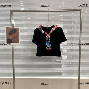 Kleurrijke sjaal decoratie tees ontwerper woman t-shirt hoogwaardige dame korte mouw vrouwelijke zomerronde nek tops #multiple product