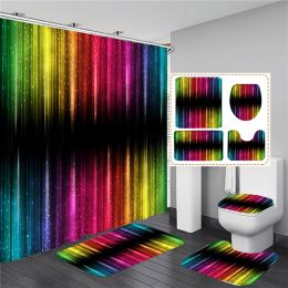 Rideaux de douche brillants colorés Ensemble de salle de bain en tissu étanché