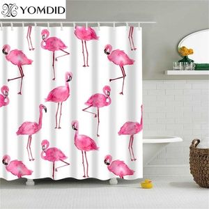 Coloré Rideau De Douche Écologique Flamingo Plante Fleur Motif Rideau 100% Polyester Fibre De Bain Décor Rideau De Douche 220517