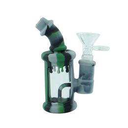 Kleurrijke Siliconen Mini Waterpijp Stijl Glazen Pijpen Kit Met Handvat Kom Droog Kruid Tabak Filter Waterpijp Shisha Roken Sigaret bong Houder Handpijpen