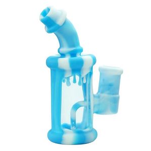 Kit de tuyaux en verre de style mini narguilé en silicone coloré avec poignée bol filtre à tabac à herbes sèches pipe à eau shisha fumer porte-bong à cigarettes